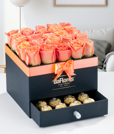 Salmon Roses and Chocolate in our Jewelry Box